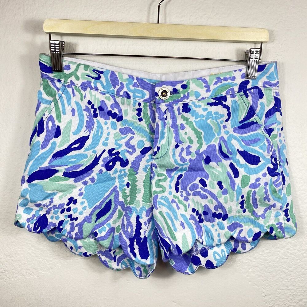 Lilly Pulizter Size 2 Shorts The Buttercup Scalloped Hem Beach Preppy Colorful‎